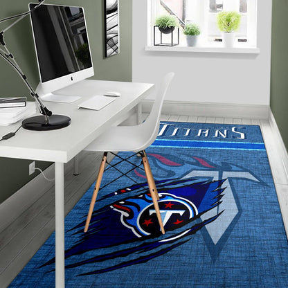 Tennessee Titans American Football Team Area Rug Flaming Ball Under Claw Scratches Fabric Background Rugs Home Decor