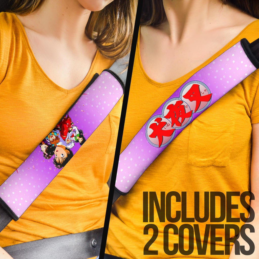Inuyasha Anime Seat Belt Covers Inuyasha Kagome And The Gang Sakura Blossom Pink Belt Covers