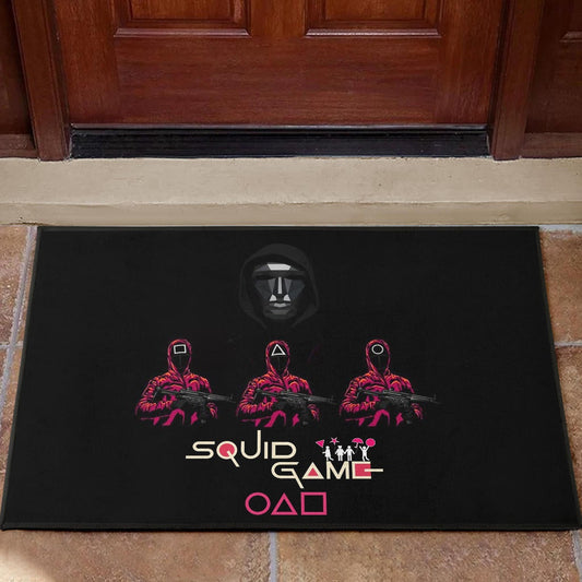 Squid Game Movie Door Mat - Squid Workers Black Metal Mask Boss Door Mat Home Decor