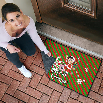 Demon Slayer Anime Door Mat - Merry Christmas Santa Tanjiro With Xmas Gifts Door Mat Home Decor