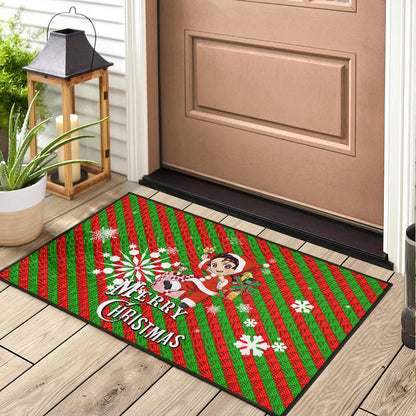 Demon Slayer Anime Door Mat - Merry Christmas Santa Tanjiro With Xmas Gifts Door Mat Home Decor