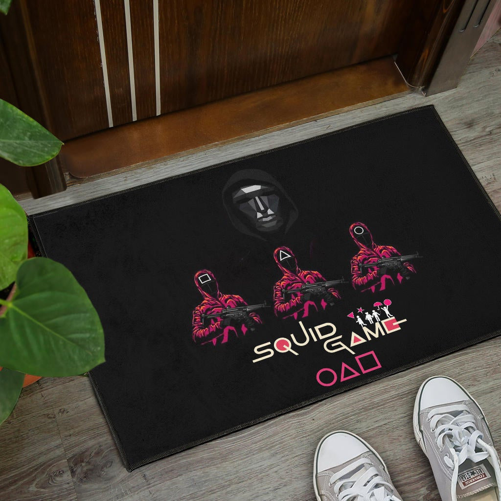 Squid Game Movie Door Mat - Squid Workers Black Metal Mask Boss Door Mat Home Decor