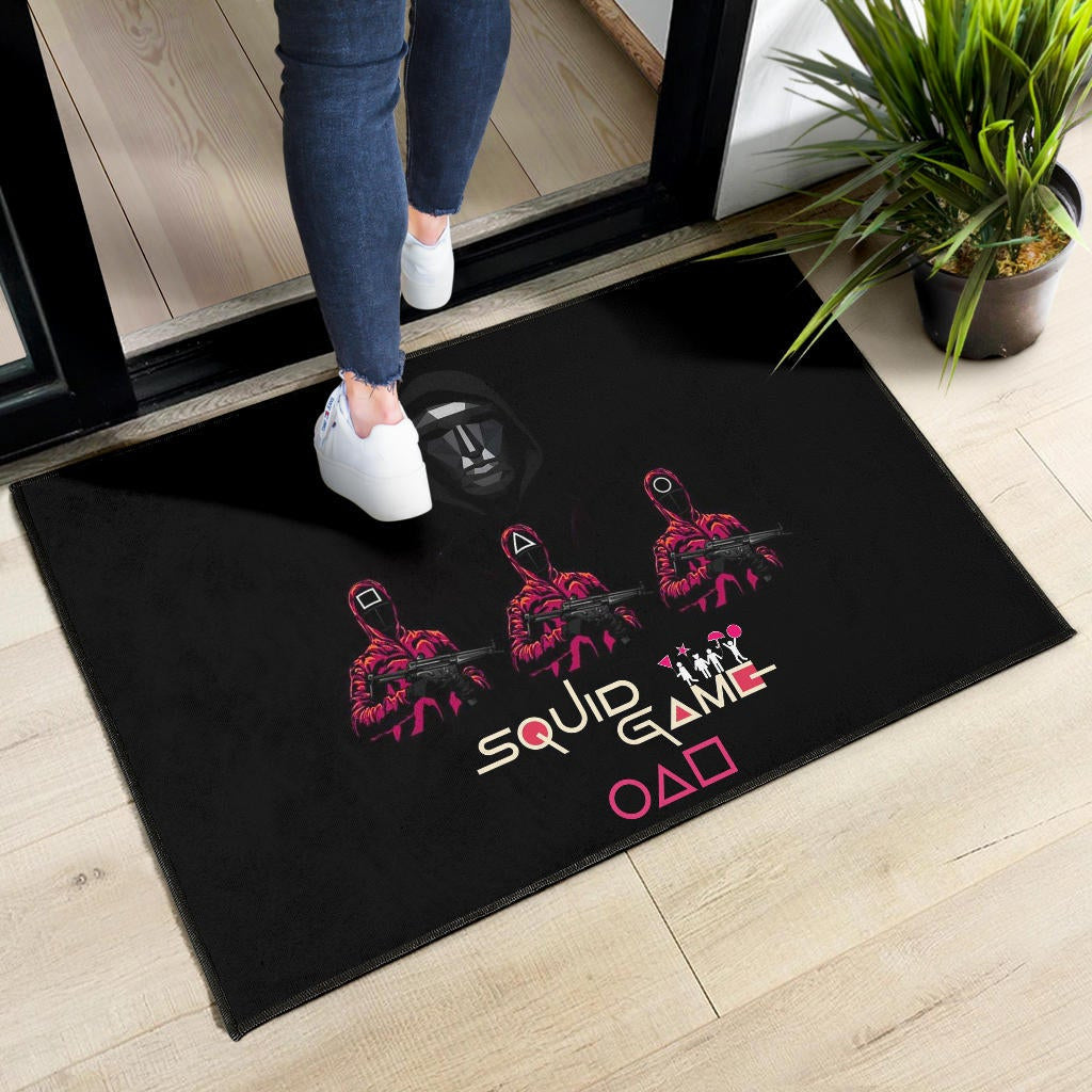 Squid Game Movie Door Mat - Squid Workers Black Metal Mask Boss Door Mat Home Decor