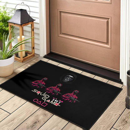 Squid Game Movie Door Mat - Squid Workers Black Metal Mask Boss Door Mat Home Decor