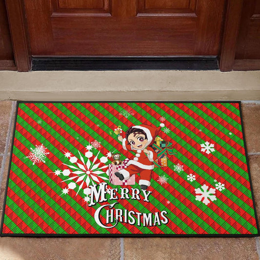 Demon Slayer Anime Door Mat - Merry Christmas Santa Tanjiro With Xmas Gifts Door Mat Home Decor