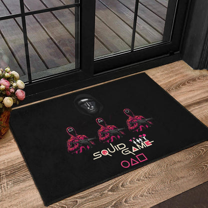 Squid Game Movie Door Mat - Squid Workers Black Metal Mask Boss Door Mat Home Decor