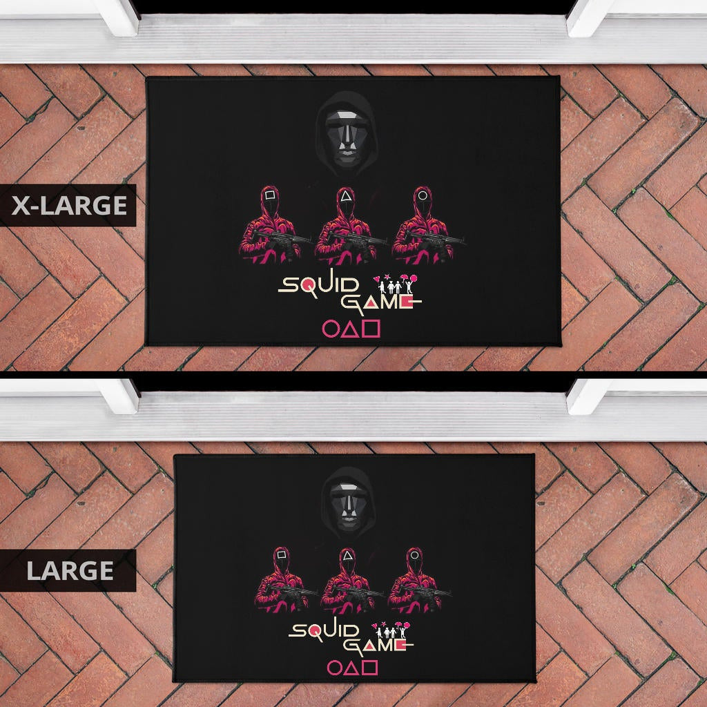 Squid Game Movie Door Mat - Squid Workers Black Metal Mask Boss Door Mat Home Decor
