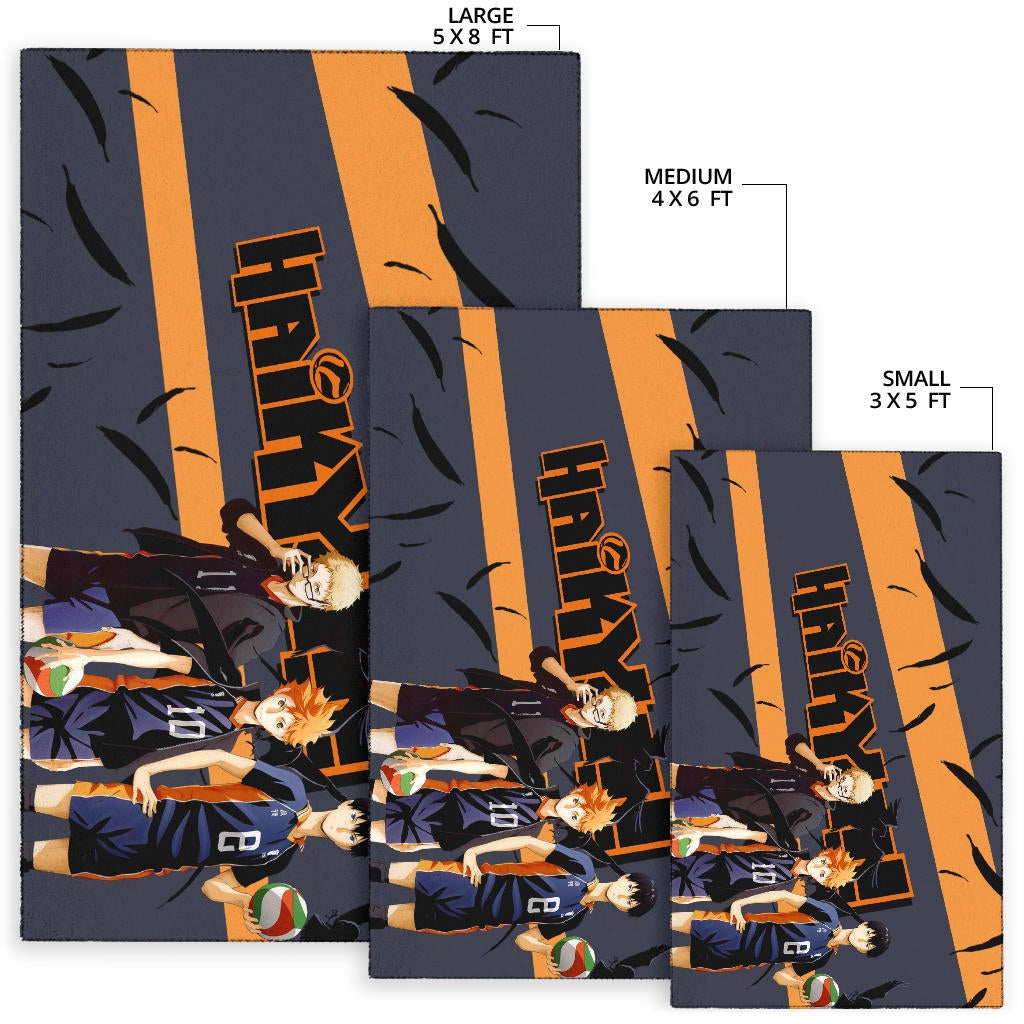 Haikyuu Anime Area Rug - Shouyou Hinata Kei And Kageyama Play Volleyball Rugs Home Decor