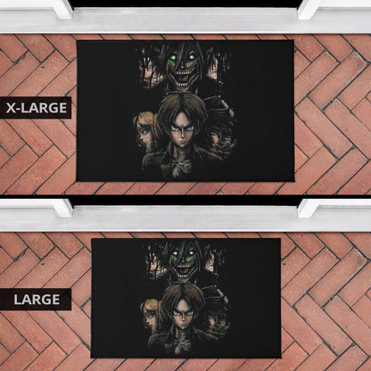 Attack On Titan Anime Door Mat - Evil Eren Titan Vs Human Battle Black Door Mat Home Decor