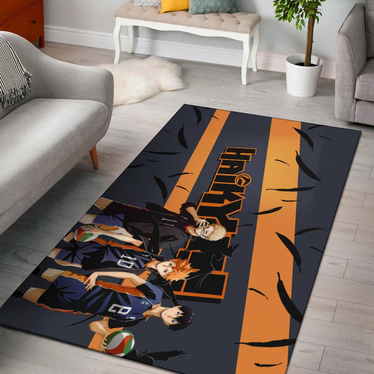 Haikyuu Anime Area Rug - Shouyou Hinata Kei And Kageyama Play Volleyball Rugs Home Decor