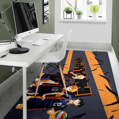 Haikyuu Anime Area Rug - Shouyou Hinata Kei And Kageyama Play Volleyball Rugs Home Decor