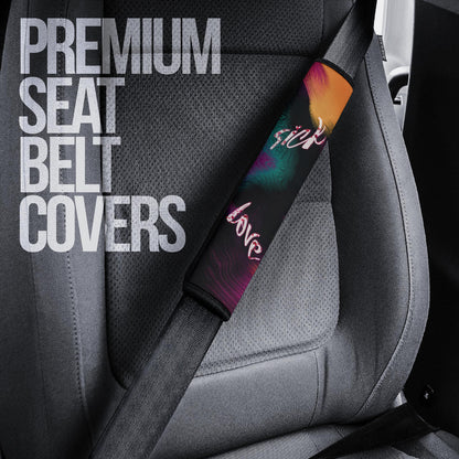 Valentine Seat Belt Covers - Mosaic Skull Wearing Rose Crown Sick Love Belt Covers