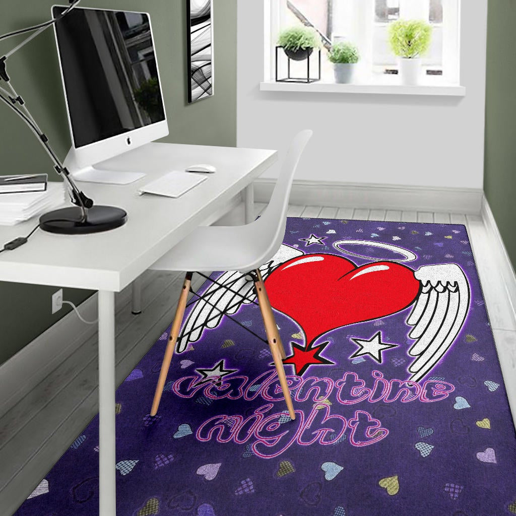 Valentine Area Rug Heart Wings With Halo Romantic Valentine Night Rugs Home Decor NT121106