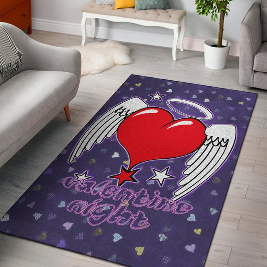 Valentine Area Rug Heart Wings With Halo Romantic Valentine Night Rugs Home Decor NT121106