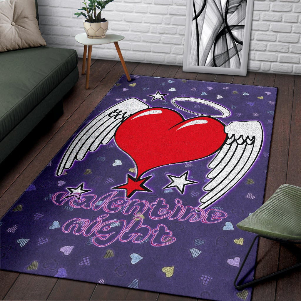 Valentine Area Rug Heart Wings With Halo Romantic Valentine Night Rugs Home Decor NT121106