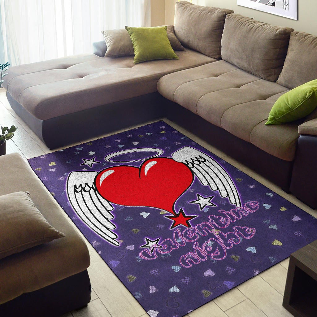 Valentine Area Rug Heart Wings With Halo Romantic Valentine Night Rugs Home Decor NT121106