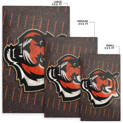 Cincinnati Bengals American Football Team Area Rug Bengal Head Grr Text Patterns Background Rugs Home Decor