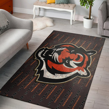 Cincinnati Bengals American Football Team Area Rug Bengal Head Grr Text Patterns Background Rugs Home Decor