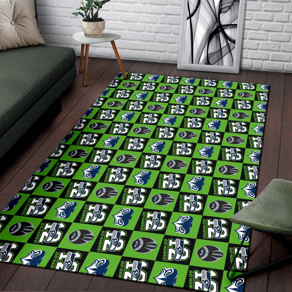 American Football Team Area Rug - Seattle Seahawks Go 12 Rugby Square Patterns Rugs Home Decor