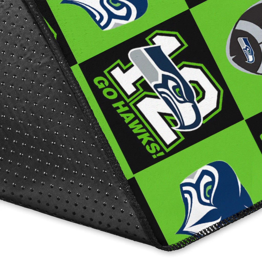 American Football Team Area Rug - Seattle Seahawks Go 12 Rugby Square Patterns Rugs Home Decor