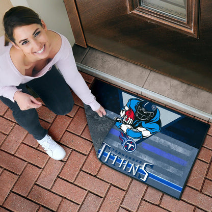 Tennessee Titans American Football Team Door Mat Muscle Player Holding Rugby Flaming Ball US Flag Door Mat Home Decor