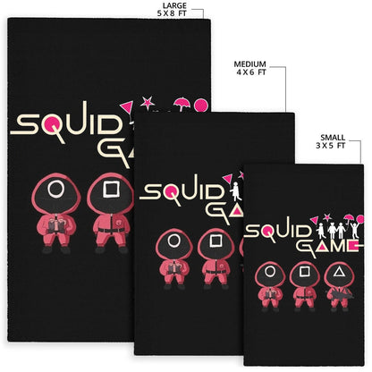 Squid Game Movie Area Rug Funny Fat Chibi Squid Worker Round Square Triangle Umbrella Balloon Rugs Home Decor