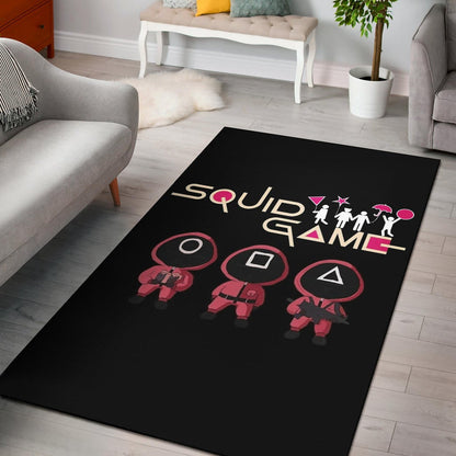 Squid Game Movie Area Rug Funny Fat Chibi Squid Worker Round Square Triangle Umbrella Balloon Rugs Home Decor