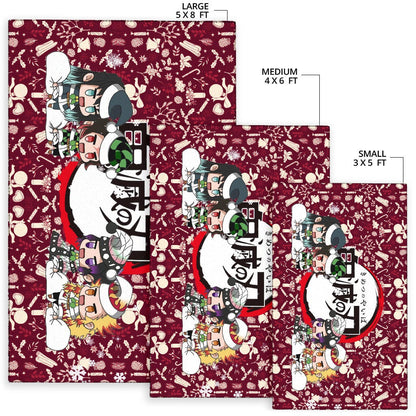 Demon Slayer Anime Area Rug - Tanjiro Nezuko Rengoku Muichiro Xmas Gift Christmas Symbol Red Rugs Home Decor