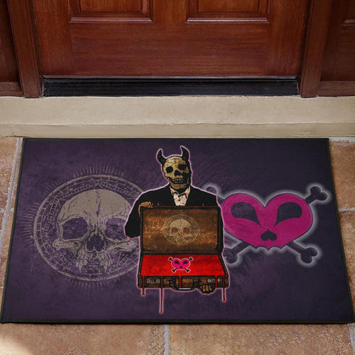 Skull Door Mat - Choose A Sign Skeleton Satan Wearing Suit Door Mat Home Decor