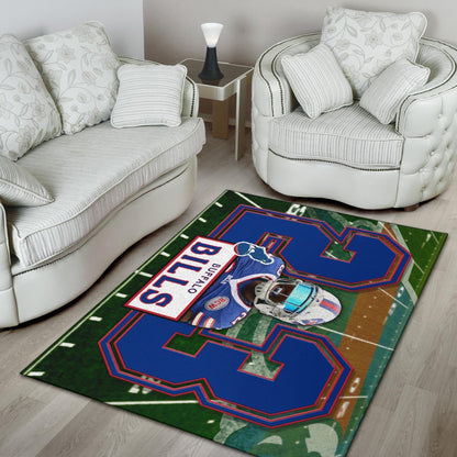 Buffalo Bills American Football Team Area Rug Micah Hyde 23 Smiling Buffalo On Rugby Yard Rugs Home Decor