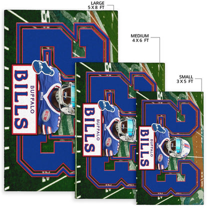 Buffalo Bills American Football Team Area Rug Micah Hyde 23 Smiling Buffalo On Rugby Yard Rugs Home Decor