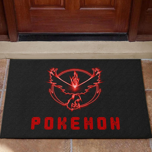 Pokemon Anime Door Mat Team Valor Symbol Red Moltres Relies On Strength Pokemon Go Door Mat Home Decor