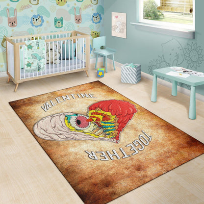 Valentine Area Rug - Horror Two Half Hearts Combine Together Rugs Home Decor