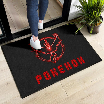 Pokemon Anime Door Mat Team Valor Symbol Red Moltres Relies On Strength Pokemon Go Door Mat Home Decor