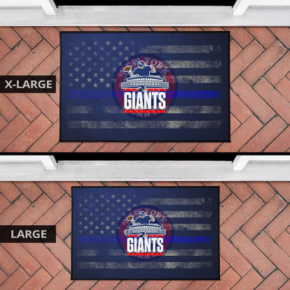 New York Giants American Football Team Door Mat Player Throwing Rugby Ball Football Stadium Artwork Door Mat Home Decor