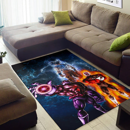 Dragon Ball Anime Area Rug - DB Goku Jiren Toppo Power Burst Limit Blue Explosion Rugs Home Decor