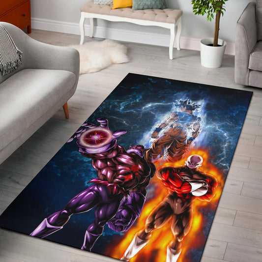 Dragon Ball Anime Area Rug - DB Goku Jiren Toppo Power Burst Limit Blue Explosion Rugs Home Decor