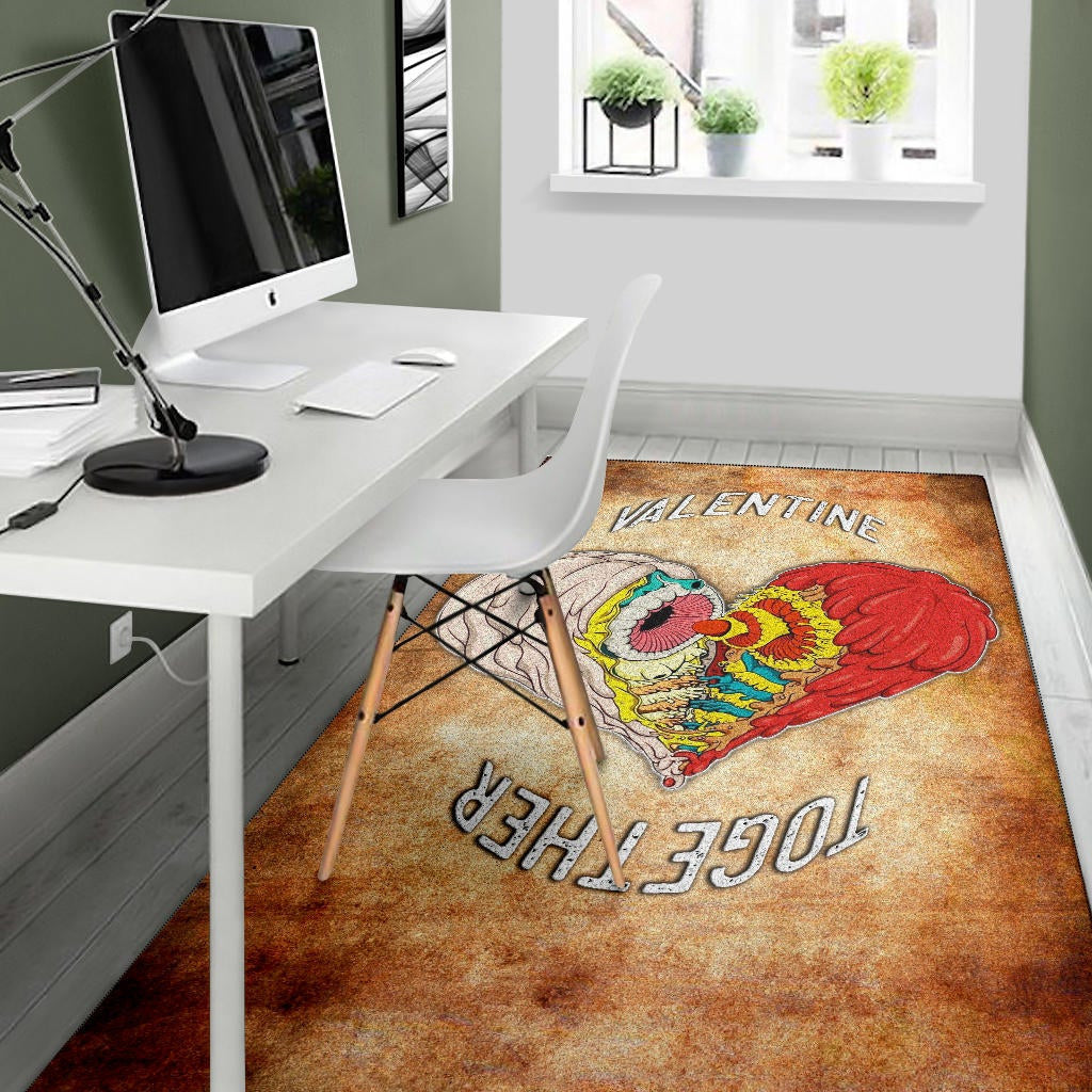 Valentine Area Rug - Horror Two Half Hearts Combine Together Rugs Home Decor