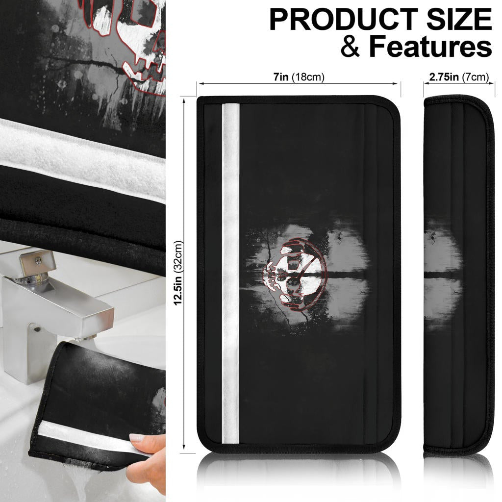 Skull Seat Belt Covers - Horror Pirate Skull Wear Headphone Black White Belt Covers