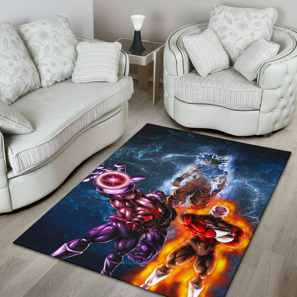 Dragon Ball Anime Area Rug - DB Goku Jiren Toppo Power Burst Limit Blue Explosion Rugs Home Decor