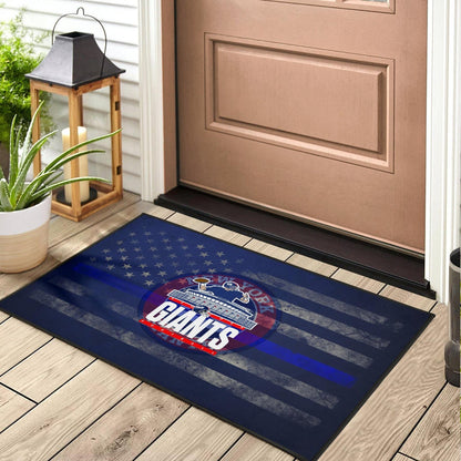 New York Giants American Football Team Door Mat Player Throwing Rugby Ball Football Stadium Artwork Door Mat Home Decor
