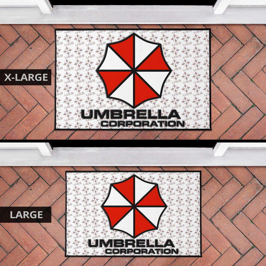Resident Evil Game Door Mat - Umbrella Corp Symbol USS White And Red Door Mat Home Decor