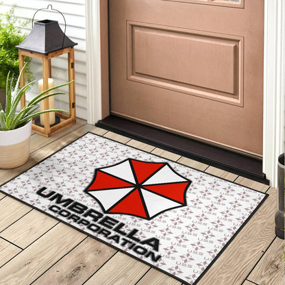 Resident Evil Game Door Mat - Umbrella Corp Symbol USS White And Red Door Mat Home Decor