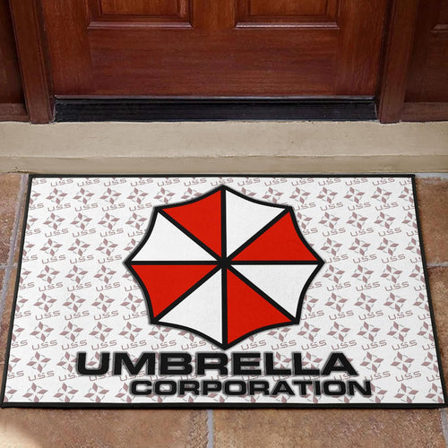 Resident Evil Game Door Mat - Umbrella Corp Symbol USS White And Red Door Mat Home Decor