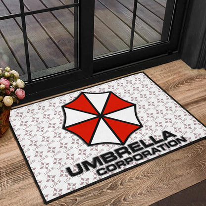 Resident Evil Game Door Mat - Umbrella Corp Symbol USS White And Red Door Mat Home Decor