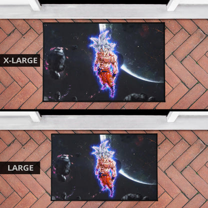 Dragon Ball Anime Door Mat - DB Handsome Goku Power Blue Bursting Door Mat Home Decor