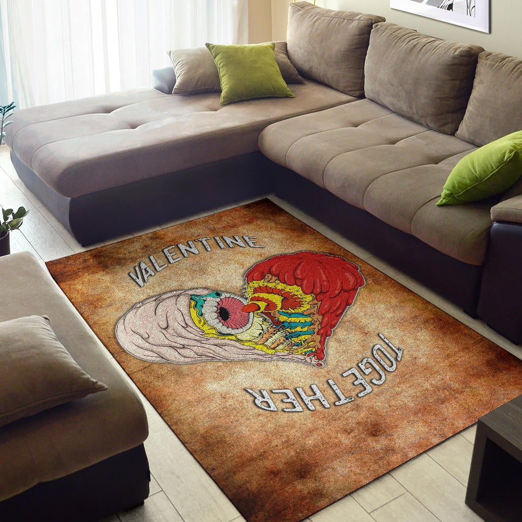 Valentine Area Rug - Horror Two Half Hearts Combine Together Rugs Home Decor