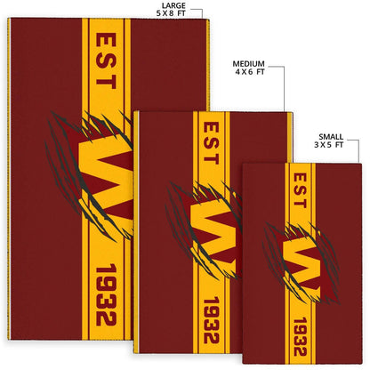 American Football Team Area Rug - Washington W Est 1932 Claw Rugs Home Decor