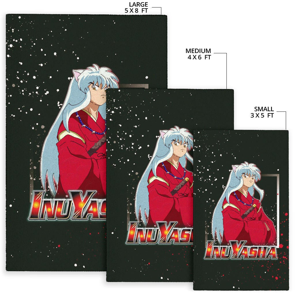 Inuyasha Anime Area Rug Cute Angry Inuyasha Lantern Text Black Rugs Home Decor