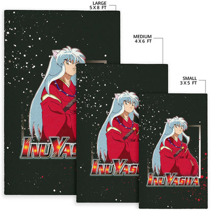 Inuyasha Anime Area Rug Cute Angry Inuyasha Lantern Text Black Rugs Home Decor